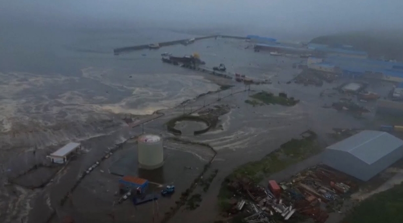 Drone footage reveals Russia's earthquake-triggered tsunami.