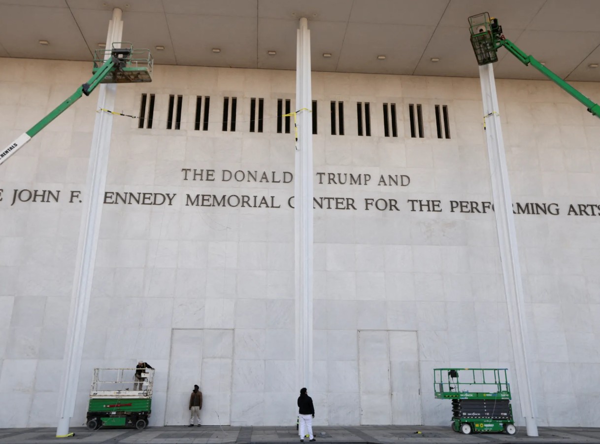 Trump's name is off Kennedy Center