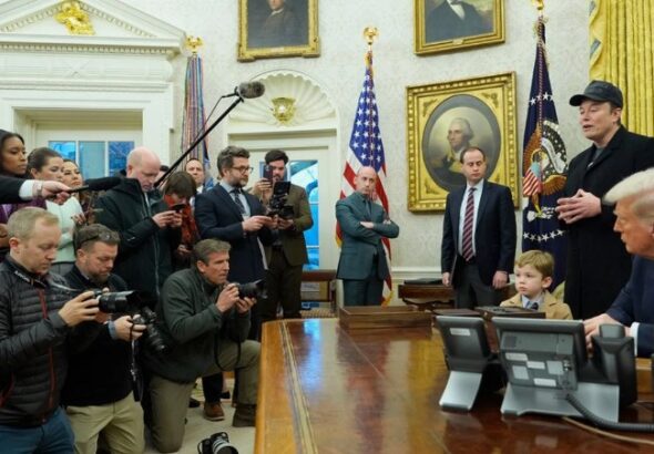 Trump confronts reporter in tense Oval Office exchange.