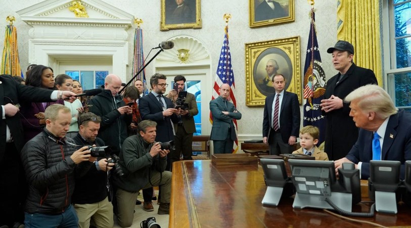 Trump confronts reporter in tense Oval Office exchange.